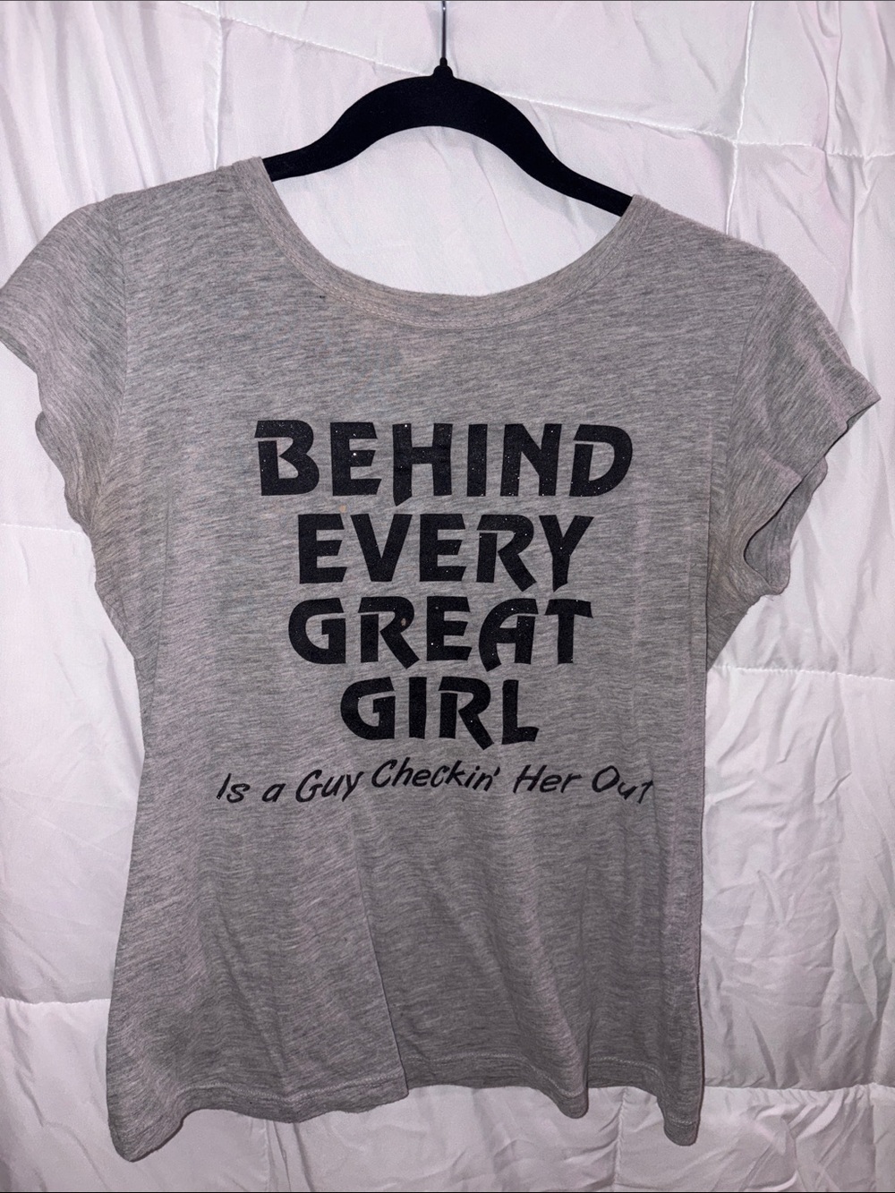 Gray Graphic Short-Sleeve Tee — Behind Every Great Girl